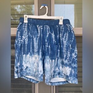 Lululemon Men’s SWIM Trunk 7” LARGE Blue White Black Brief Liner